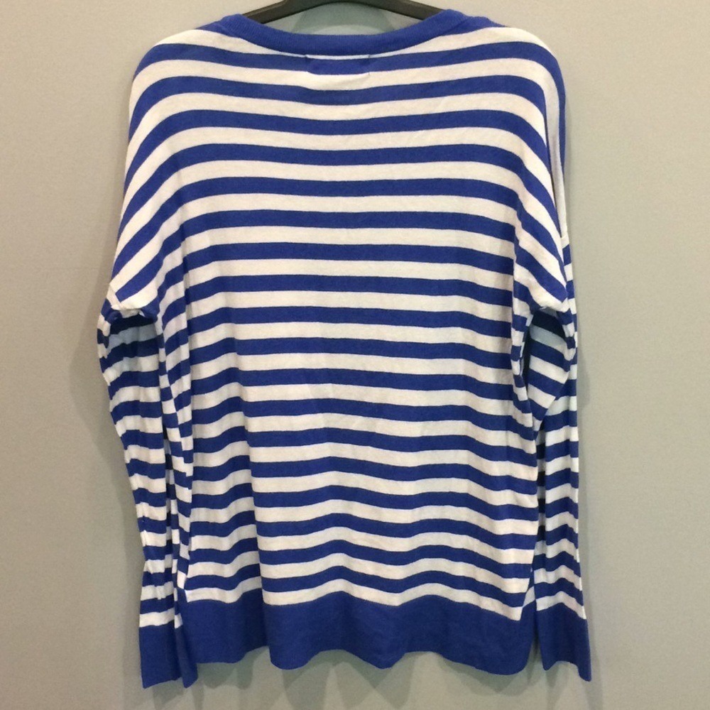 Michael Kors Blue White Nautical Stripe Sweater | Coastal Chic | Size Small - Picture 6 of 7